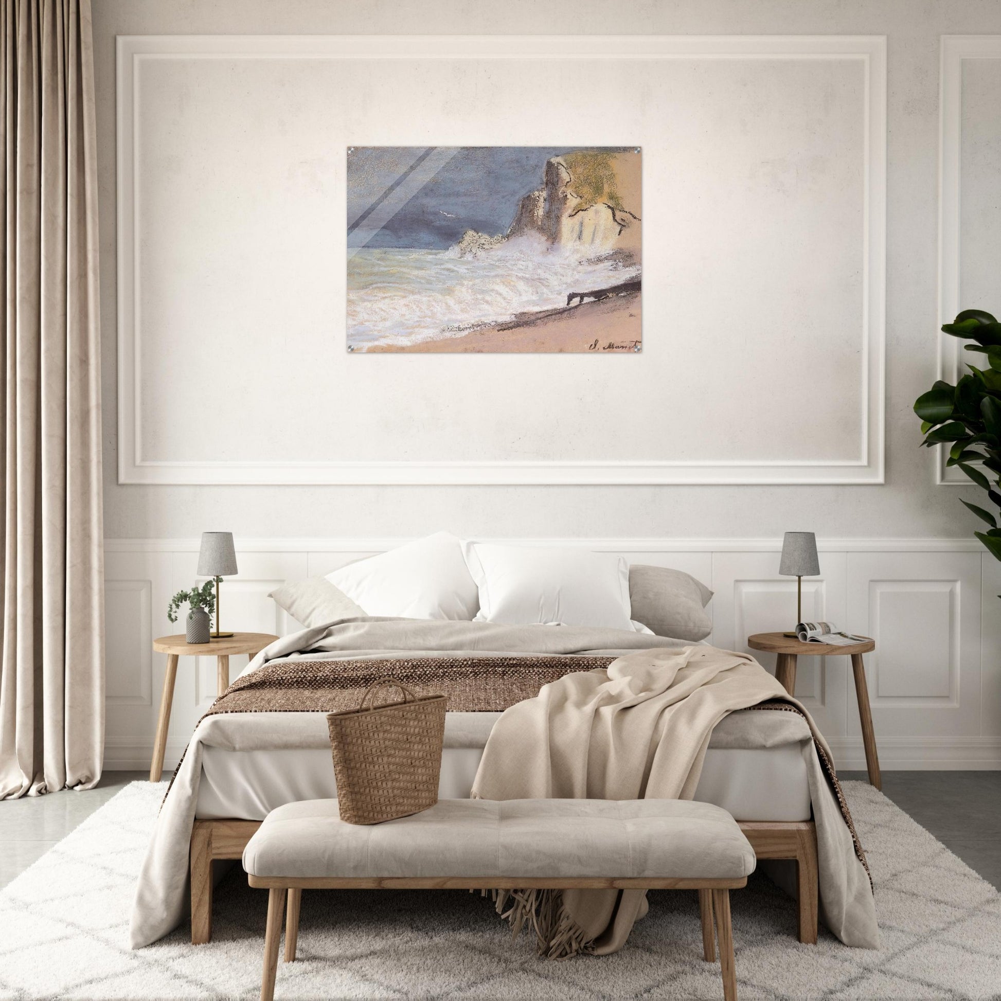 The Manneport, Etretat - Amont Cliff, Rough Weather - claude monet Acrylic Print - 70x100 cm / 28x40″ inches