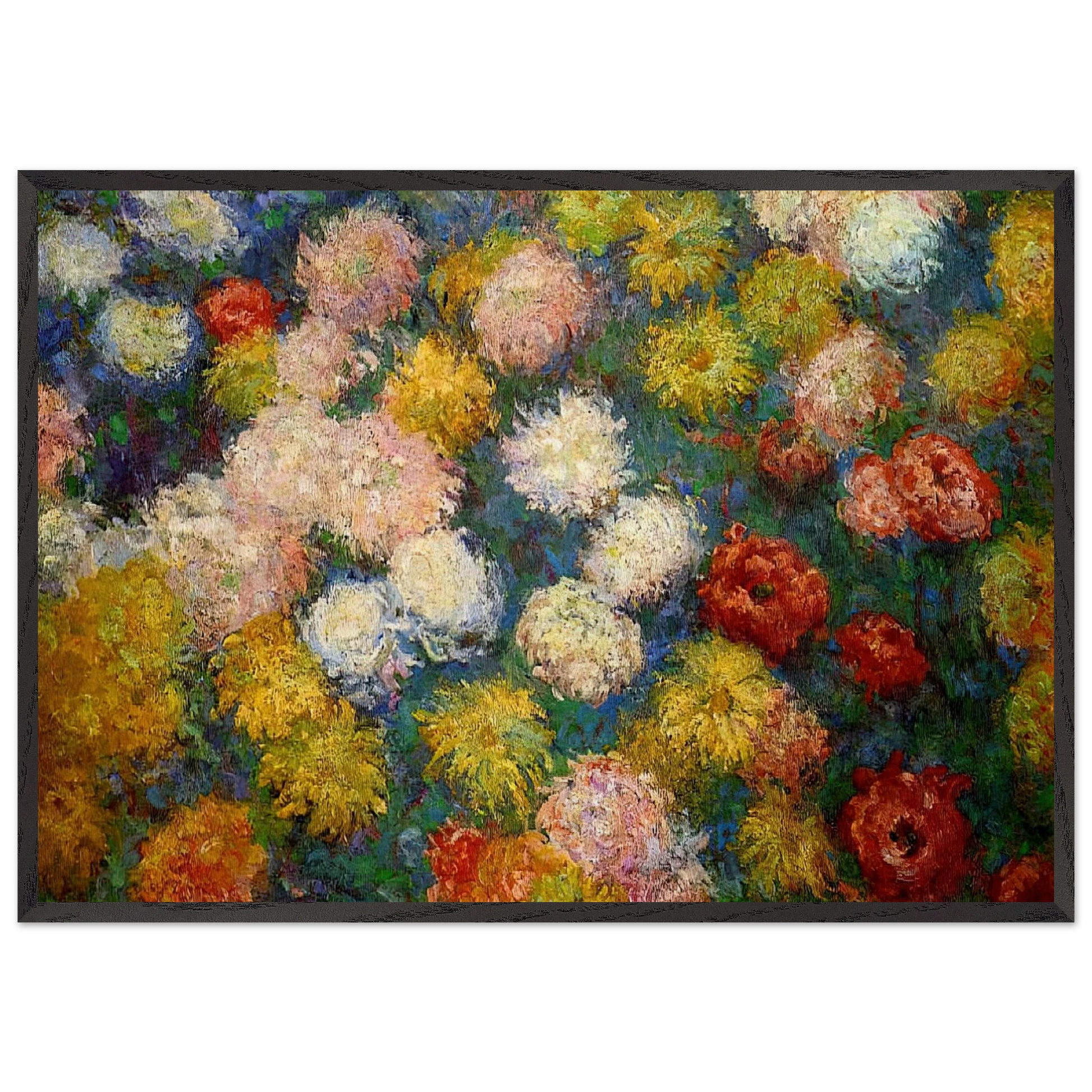 Chrysanthemums N1 - claude monet Framed Art Print – Black Wooden Frame - Default Title - -Framed Art Print