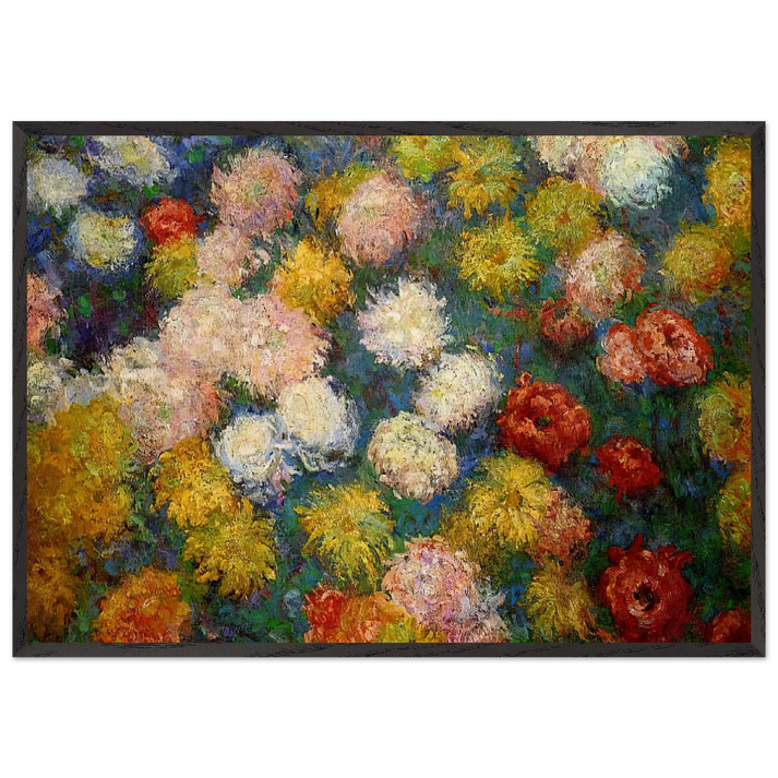 Chrysanthemums N1 - claude monet 70x100 cm / 28x40 inches Framed Art Print – Black Wooden Frame