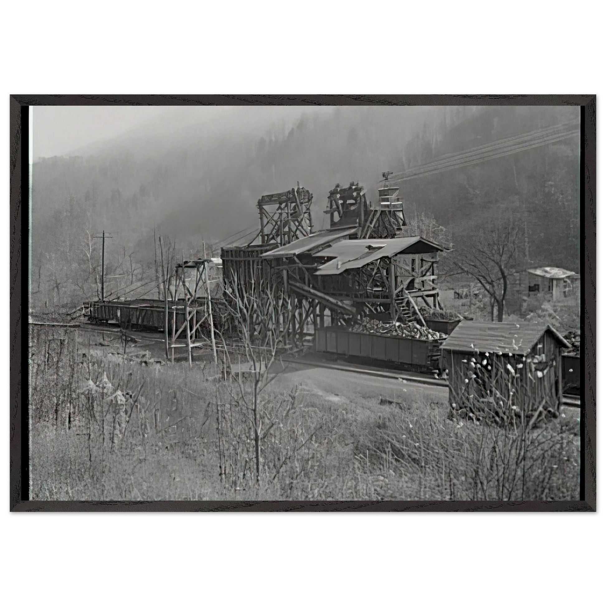 LOADING RECENTLY MINED COAL IN JENKINS 1935 - Ben Shahn Framed Art Print – Black Wooden Frame - Default Title - -Framed Art Print