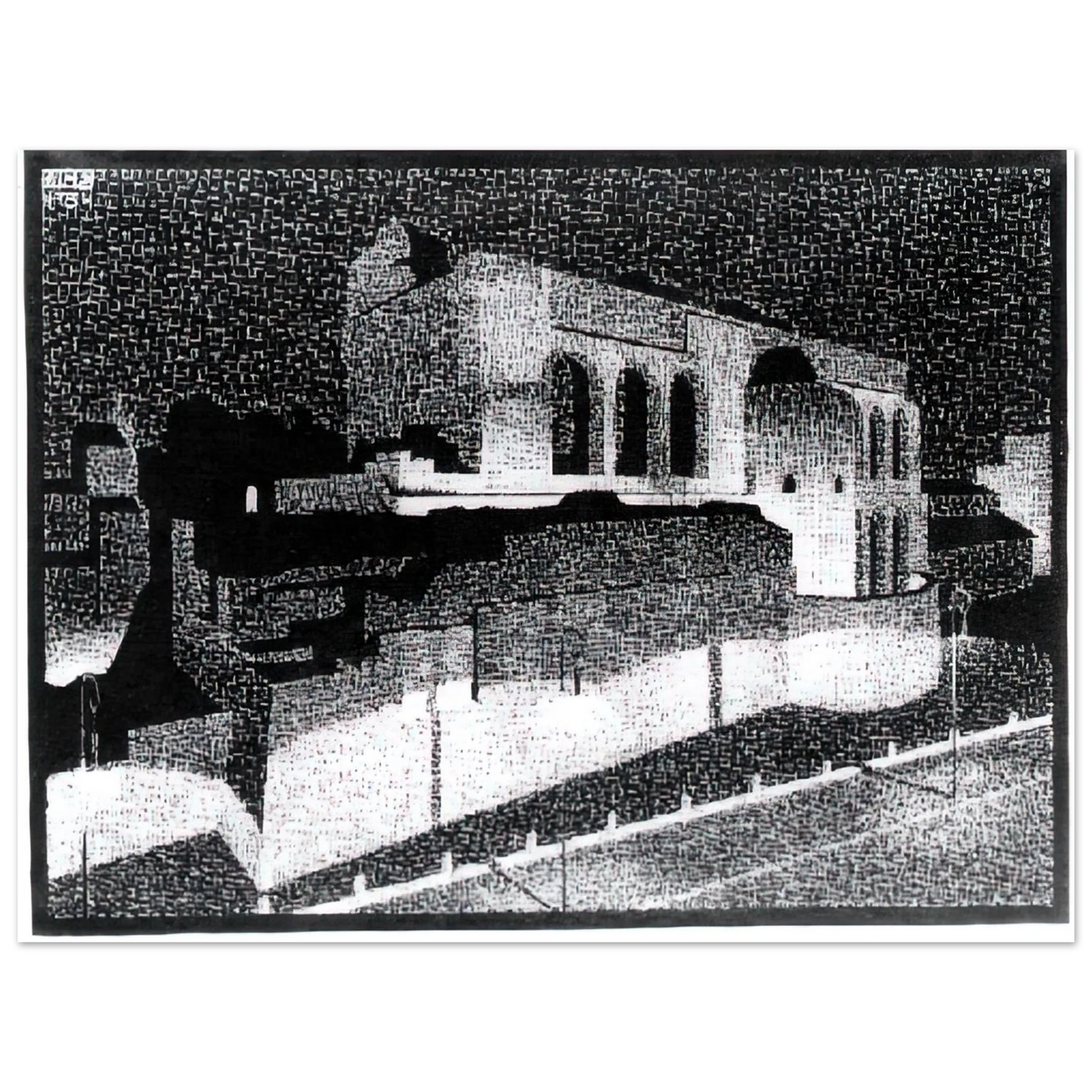 MC Escher - NOCTURNAL ROME BASILICA OF CONSTANTINE Wall Art - 21x29.7 cm / 8x12" - Fine Art Poster - -
