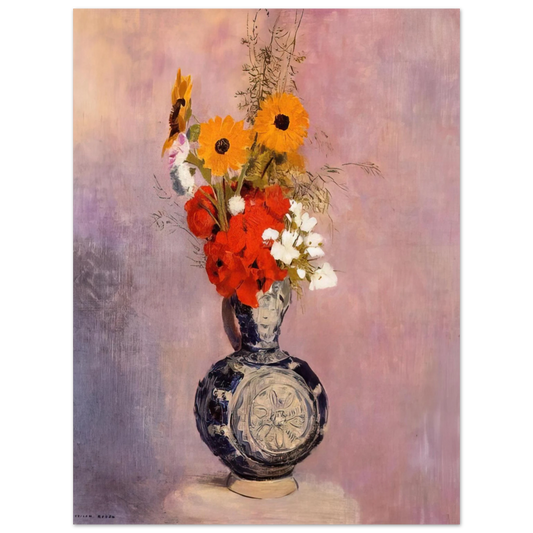 Odilon Redon - BOUQUET OF FLOWERS IN A BLUE VASE 2 Fine Art Poster - Default Title