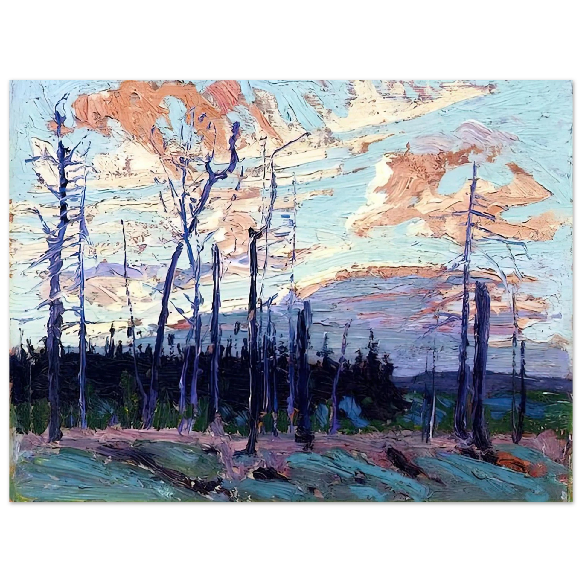 Tom Thomson - BURNT LAND AT SUNSET 1915 Fine Art Poster - Default Title