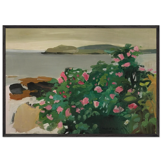 WILD ROSES 1961 - Fairfield Porter Framed Art Print – Black Wooden Frame - Default Title - -Framed Art Print