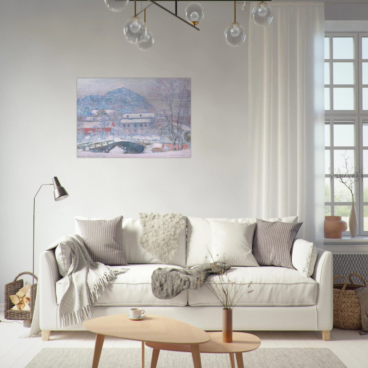 Norway, Sandviken Village in the Snow - claude monet Brushed Aluminum Print - 70x100 cm / 28x40 inches | claude monet Aluminum Print | claude monet Prints