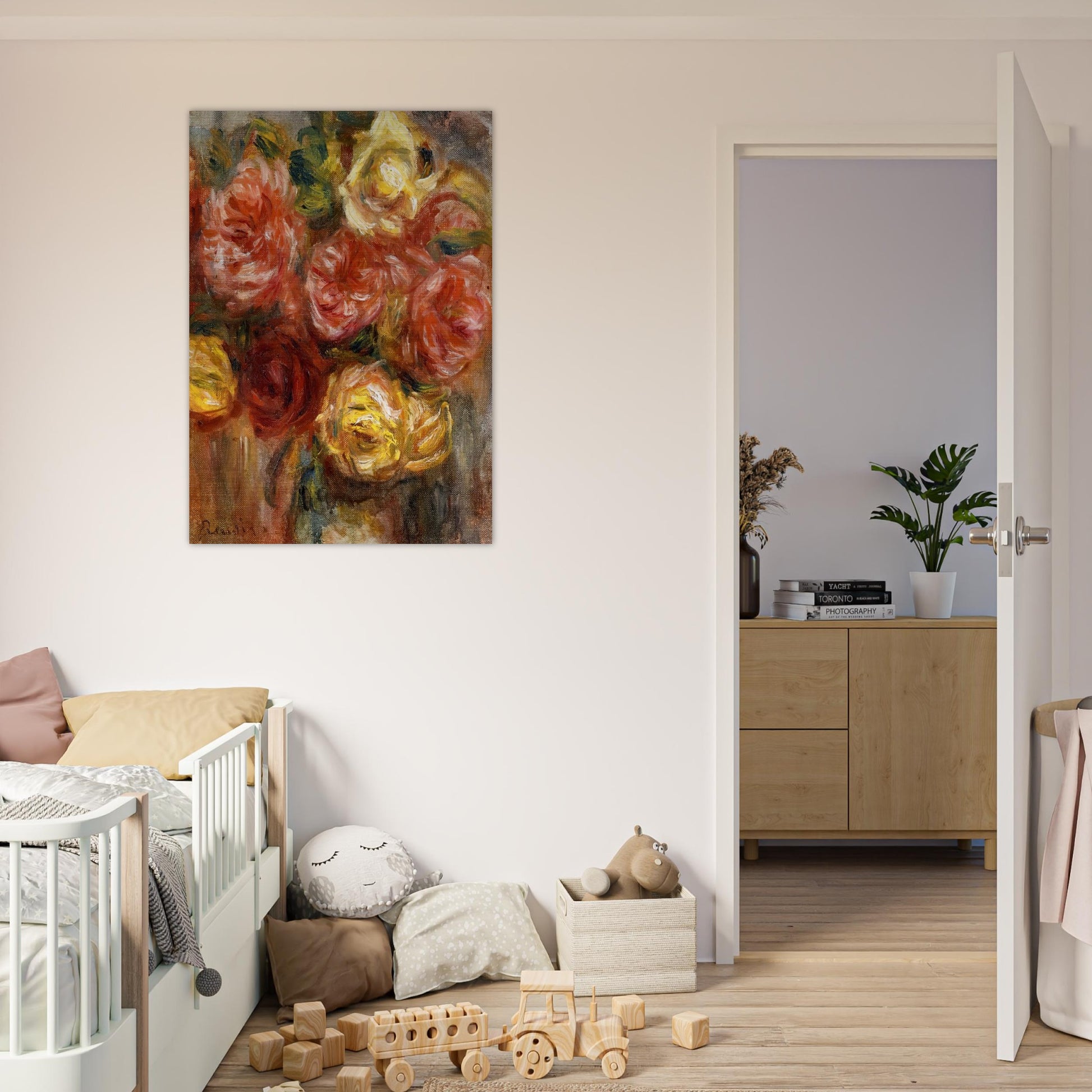 Bouquet of Roses in a Vase - Pierre-Auguste Renoir Brushed Aluminum Print - 70x100 cm / 28x40 inches | Pierre-Auguste Renoir Aluminum Print | Pierre-Auguste Renoir Prints