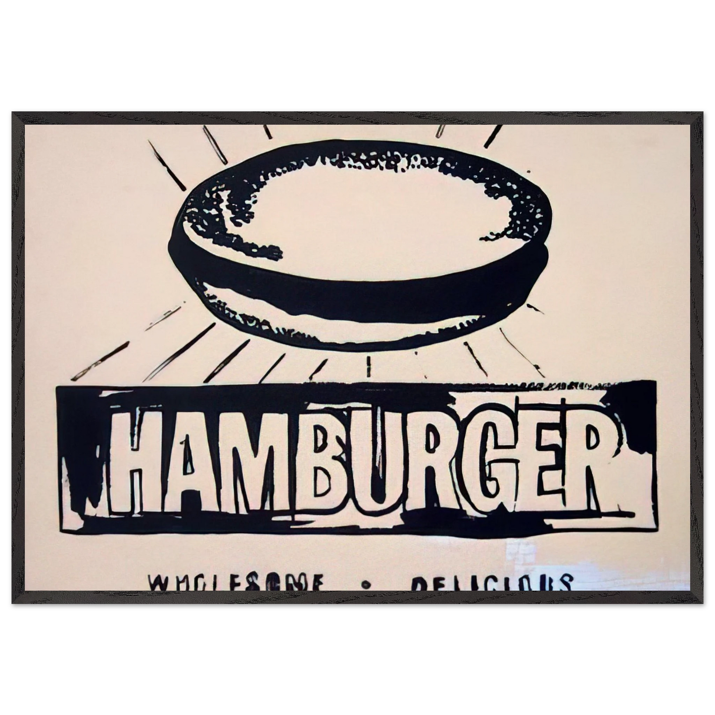 Hamburger  beige  - Andy Warhol Framed Art Print – Black Wooden Frame - Default Title - -Framed Art Print