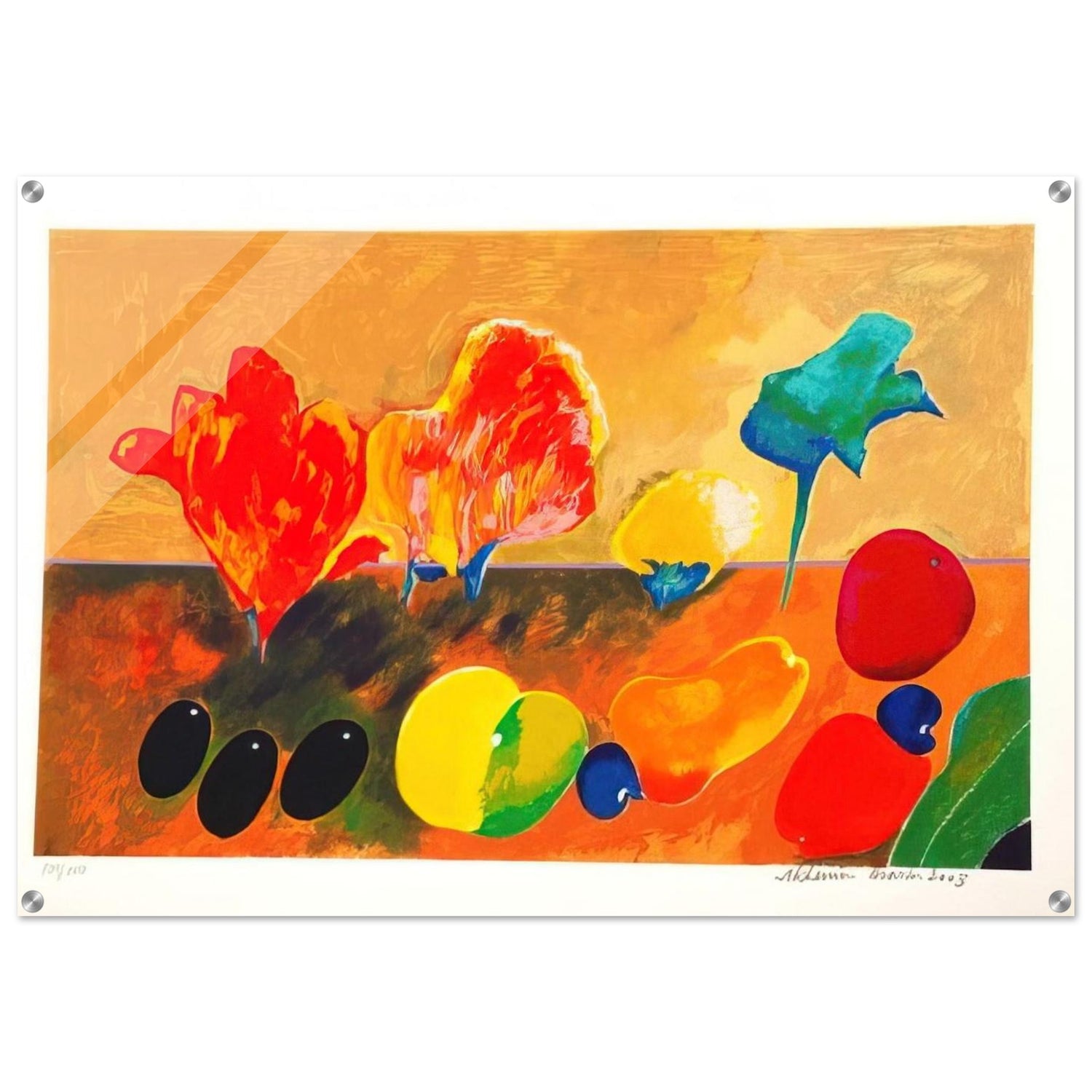 Flores e Frutas - 2003 - Aldemir Martins Acrylic Print - 70x100 cm / 28x40″ inches