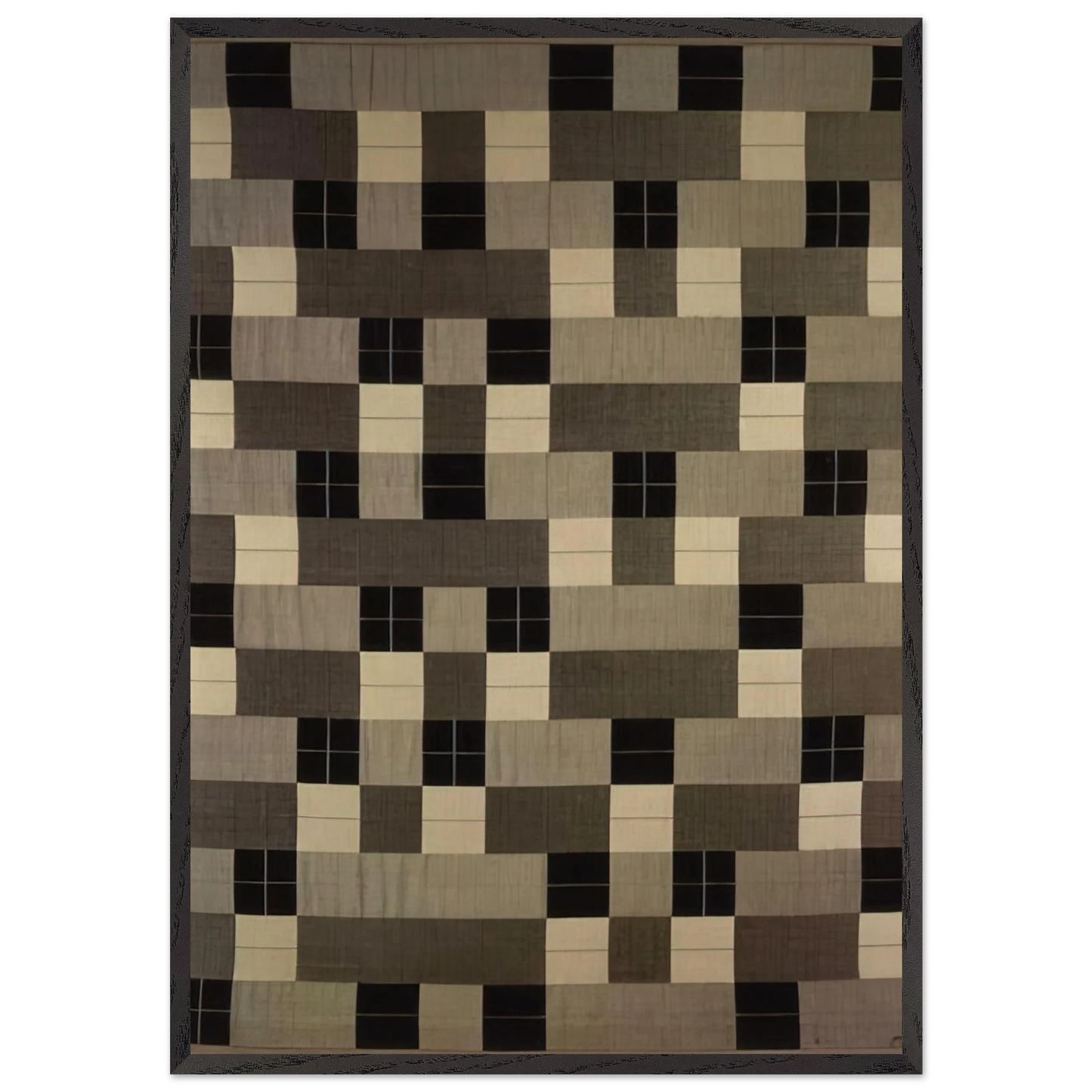 BLACK WHITE GRAY 1964 - Anni Albers Framed Art Print – Black Wooden Frame - Default Title - -Framed Art Print