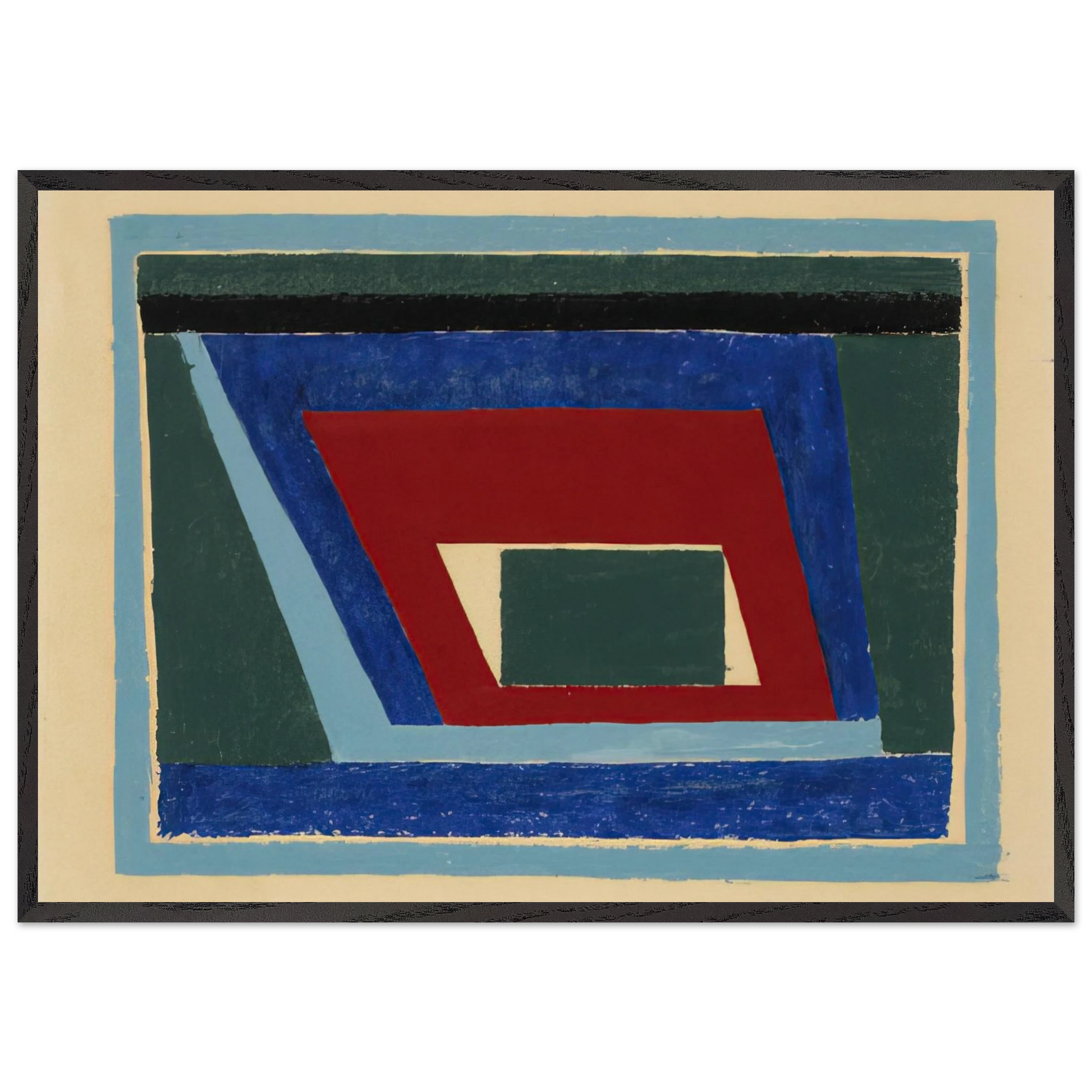 UNTITLED ABSTRACTION MANTIC 1940 - Josef Albers Framed Art Print – Black Wooden Frame - Default Title - -Framed Art Print