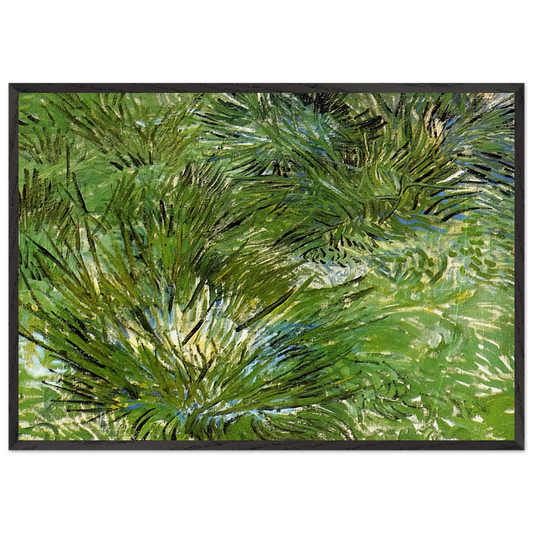 Clumps of Grass - Vincent van Gogh 70x100 cm / 28x40 inches Framed Art Print – Black Wooden Frame