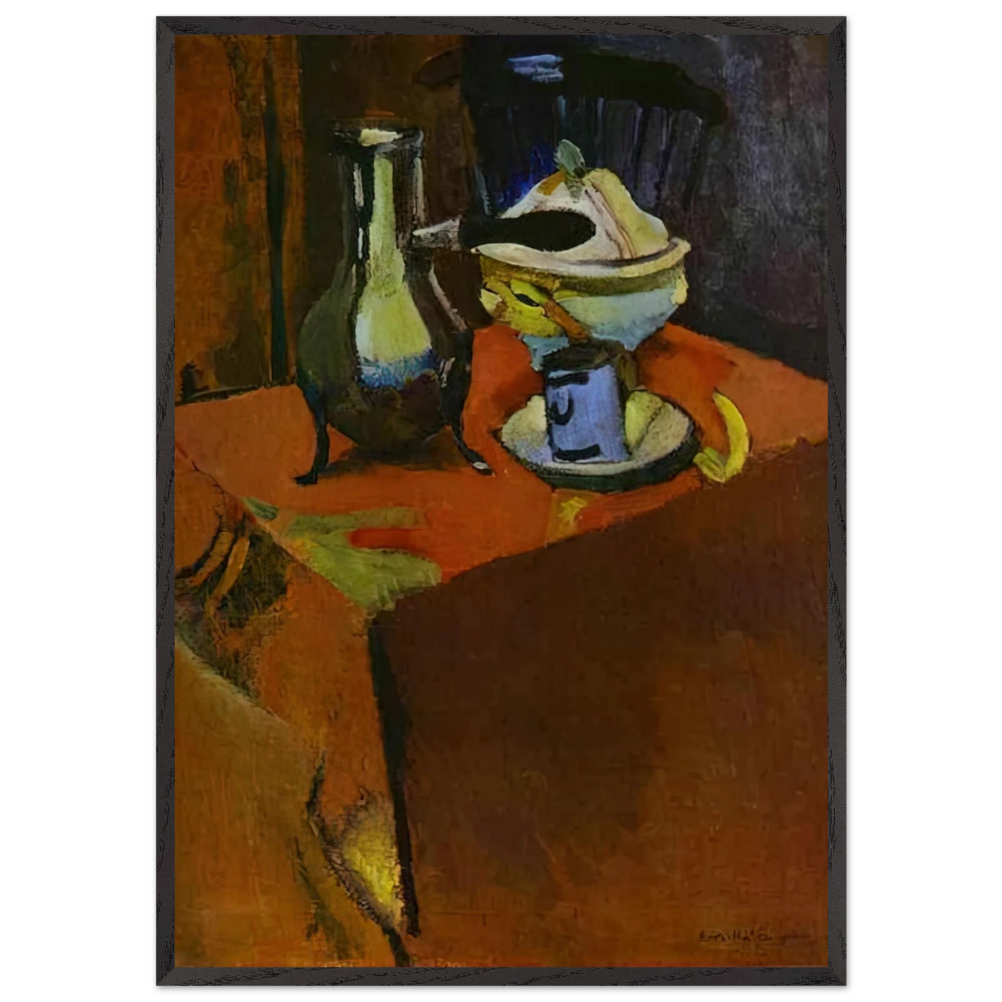 DISHES ON A TABLE 1900 - Henri Matisse Framed Art Print – Black Wooden Frame - Default Title - -Framed Art Print