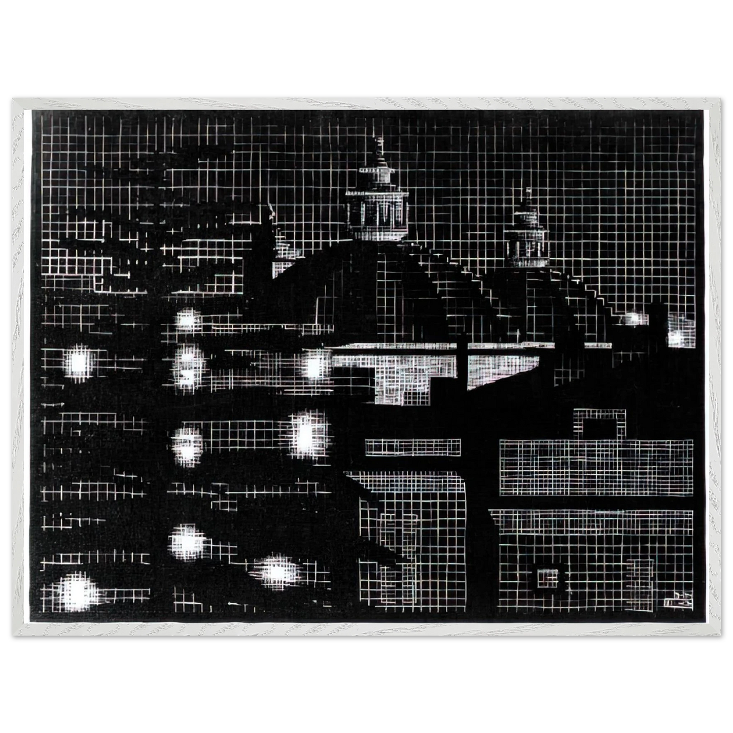 MC Escher - NOCTURNAL ROME 5 Wall Art - 60x80 cm / 24x32 inches - Premium Wooden Framed Poster With Fine Art Paper - Wood frame