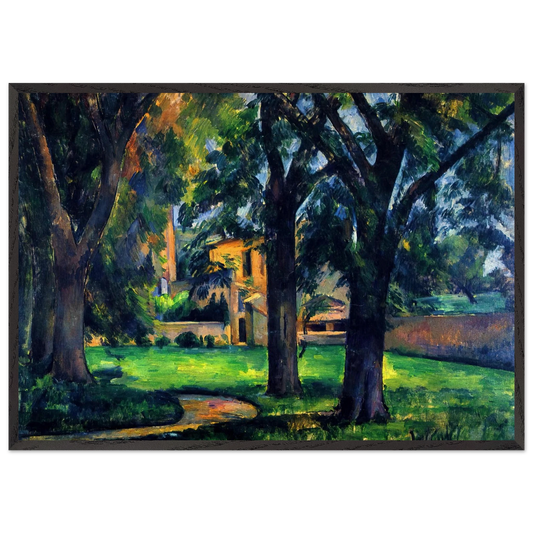 Chestnut Tree and Farm - Paul Cezanne 70x100 cm / 28x40 inches Framed Art Print – Black Wooden Frame
