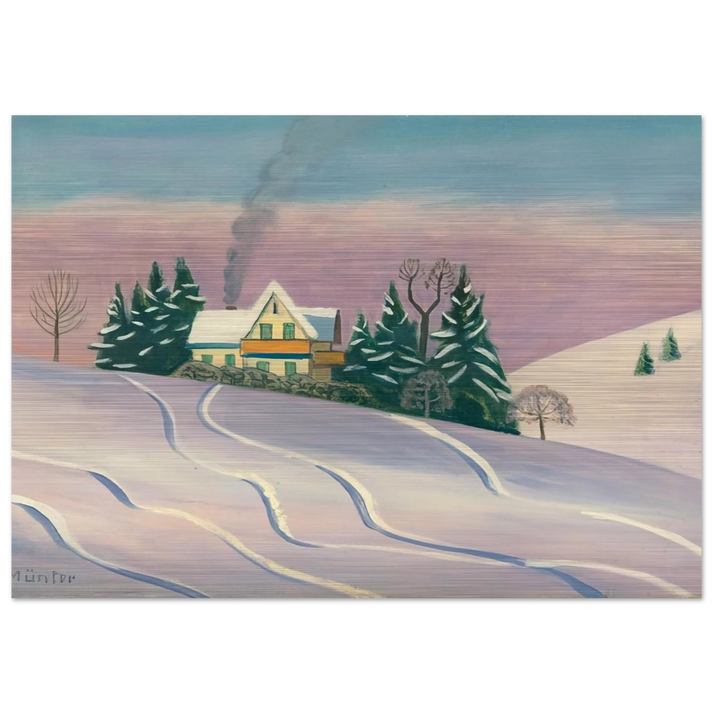 WINTERLANDSCAPE IN BAVARIA 1950 - Gabriele Munter Brushed Aluminum Print - 70x100 cm / 28x40 inches | Gabriele Munter Aluminum Print | Gabriele Munter Prints