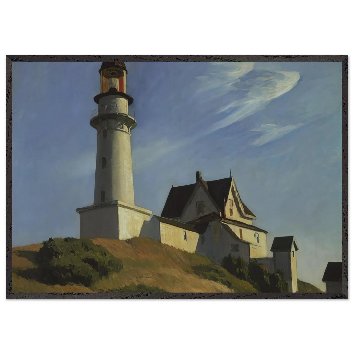 Lighthouse at Two Lights - Edward Hopper 70x100 cm / 28x40 inches Framed Art Print – Black Wooden Frame