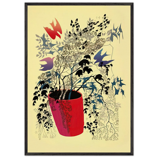 Red Barrell - Eyvind Earle Framed Art Print – Black Wooden Frame - Default Title - -Framed Art Print