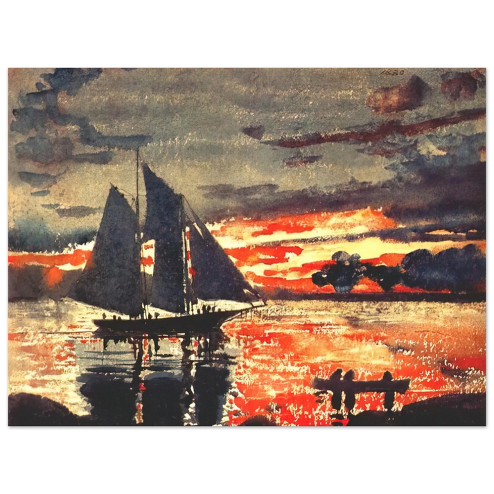 Winslow Homer - SUNSET FIRES  75x100 cm / 30x40inches Fine Art Poster