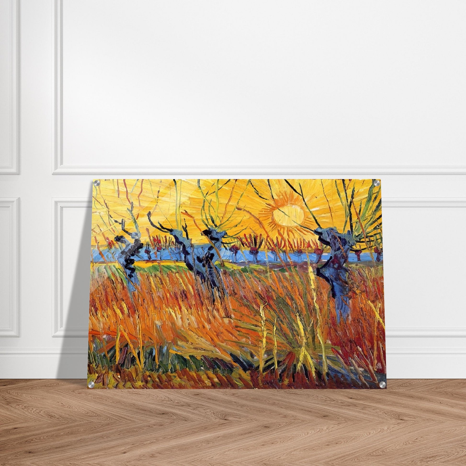 Pollard Willows and Setting Sun - Vincent van Gogh Acrylic Print - 70x100 cm / 28x40″ inches | Vincent van Gogh Wall Art | Vincent van Gogh Prints