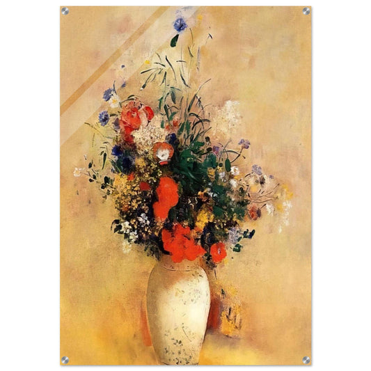 FLOWERS IN A BLUE VASE - Odilon Redon Acrylic Print - 70x100 cm / 28x40″ inches