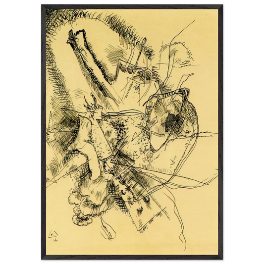 DRAWING FOR ETCHING II 1916 - Wassily Kandinsky 70x100 cm / 28x40 inches Framed Art Print – Black Wooden Frame
