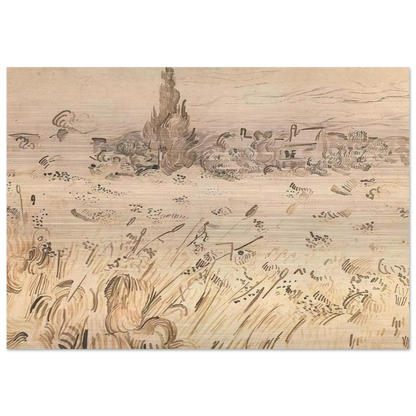 Wheat Field with Cypresses - Vincent van Gogh Brushed Aluminum Print - 70x100 cm / 28x40 inches | Vincent van Gogh Aluminum Print | Vincent van Gogh Prints