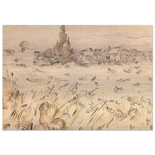 Wheat Field with Cypresses - Vincent van Gogh Brushed Aluminum Print - 70x100 cm / 28x40 inches | Vincent van Gogh Aluminum Print | Vincent van Gogh Prints
