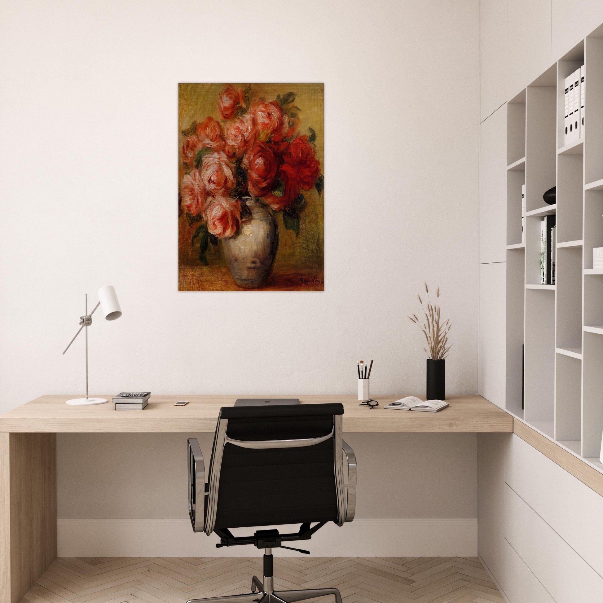 Still Life with Roses - Pierre-Auguste Renoir Brushed Aluminum Print - 70x100 cm / 28x40 inches | Pierre-Auguste Renoir Aluminum Print | Pierre-Auguste Renoir Prints