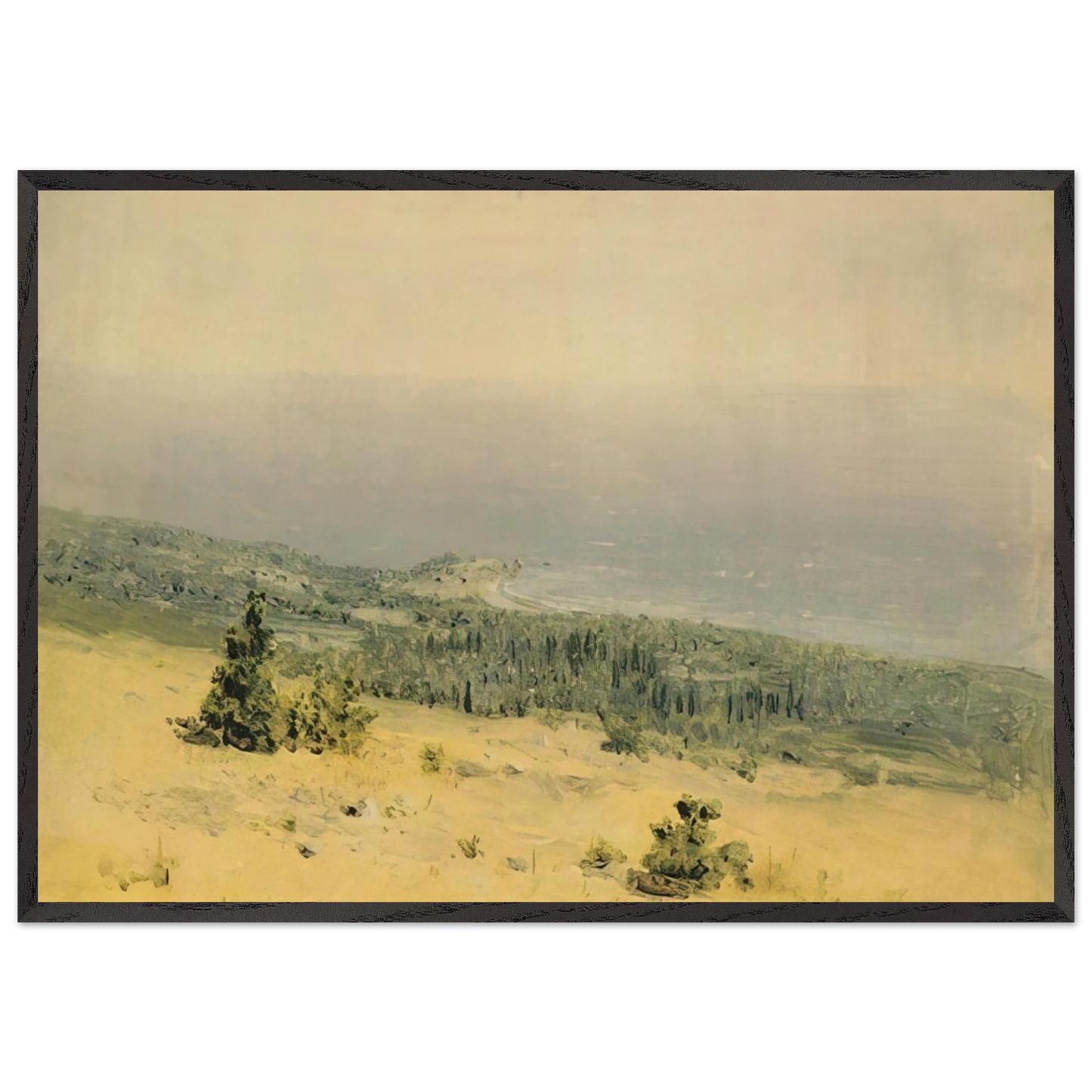 View of the beach and sea from the mountains Crimea - Arkhyp Kuindzhi Framed Art Print – Black Wooden Frame - Default Title - -Framed Art Print