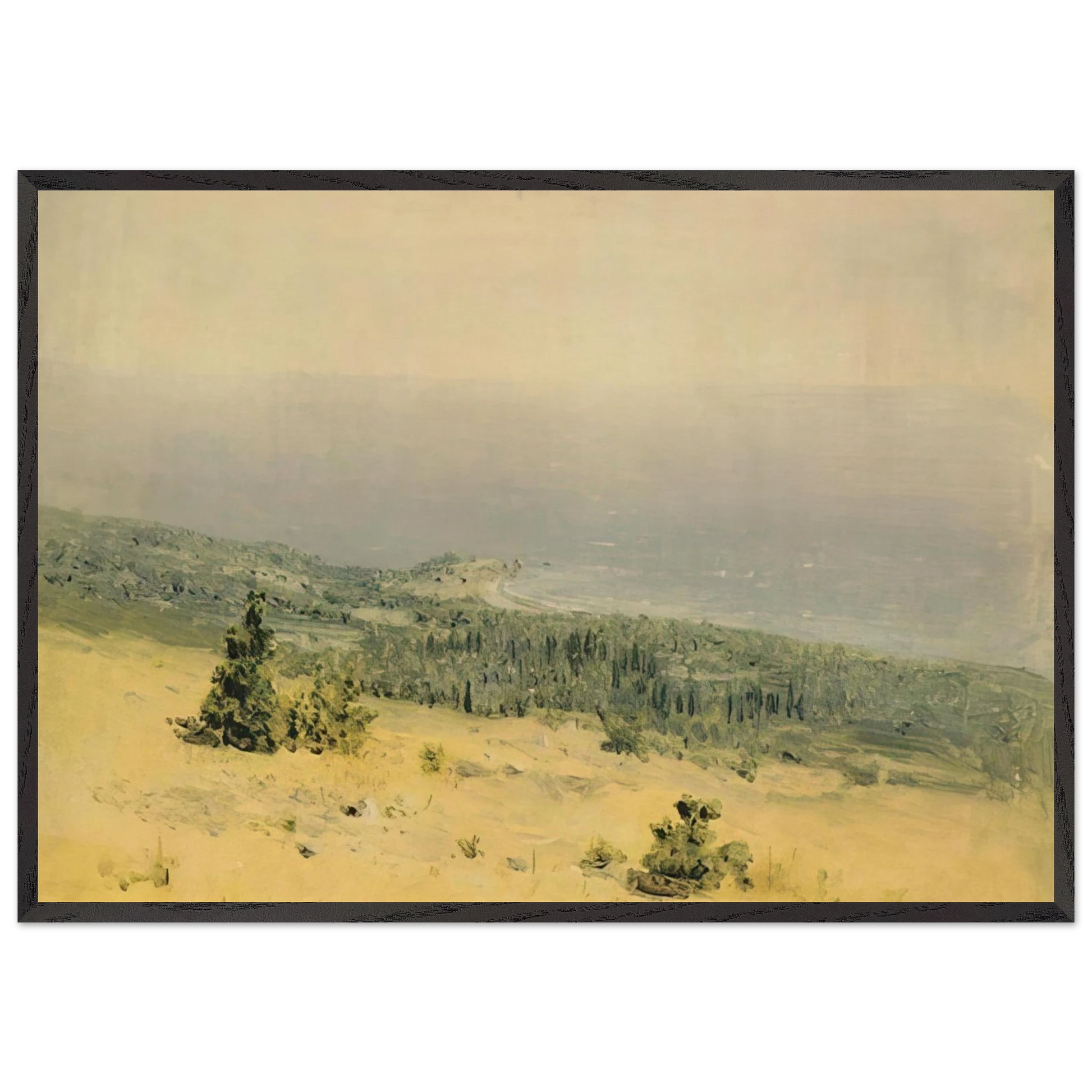 View of the beach and sea from the mountains Crimea - Arkhyp Kuindzhi Framed Art Print – Black Wooden Frame - Default Title - -Framed Art Print