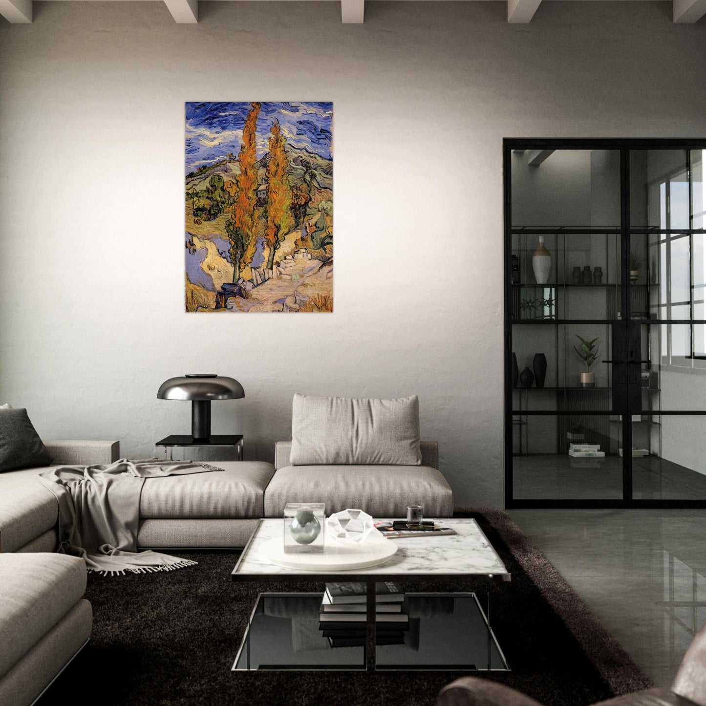 Two Poplars on a Hill - Vincent van Gogh Brushed Aluminum Print - 70x100 cm / 28x40 inches | Vincent van Gogh Aluminum Print | Vincent van Gogh Prints