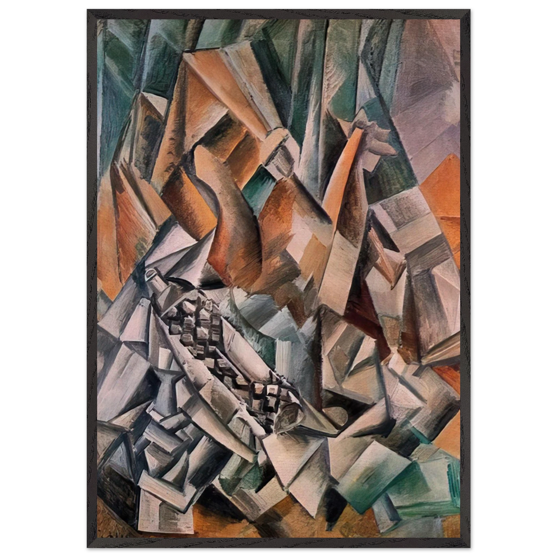 Still life with bottle of Anis del Mono - 1909 - Pablo Picasso Framed Art Print – Black Wooden Frame - Default Title - -Framed Art Print