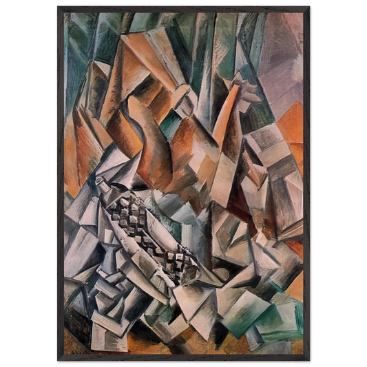 Still life with bottle of Anis del Mono - 1909 - Pablo Picasso Framed Art Print – Black Wooden Frame - Default Title - -Framed Art Print