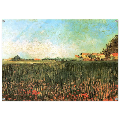 Farmhouses in a Wheat Field Near Arles - Vincent van Gogh Acrylic Print - 70x100 cm / 28x40″ inches