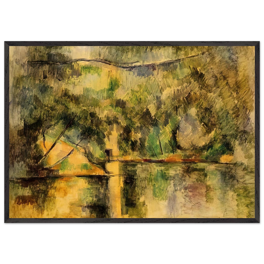Reflections in the Water - Paul Cezanne 70x100 cm / 28x40 inches Framed Art Print – Black Wooden Frame
