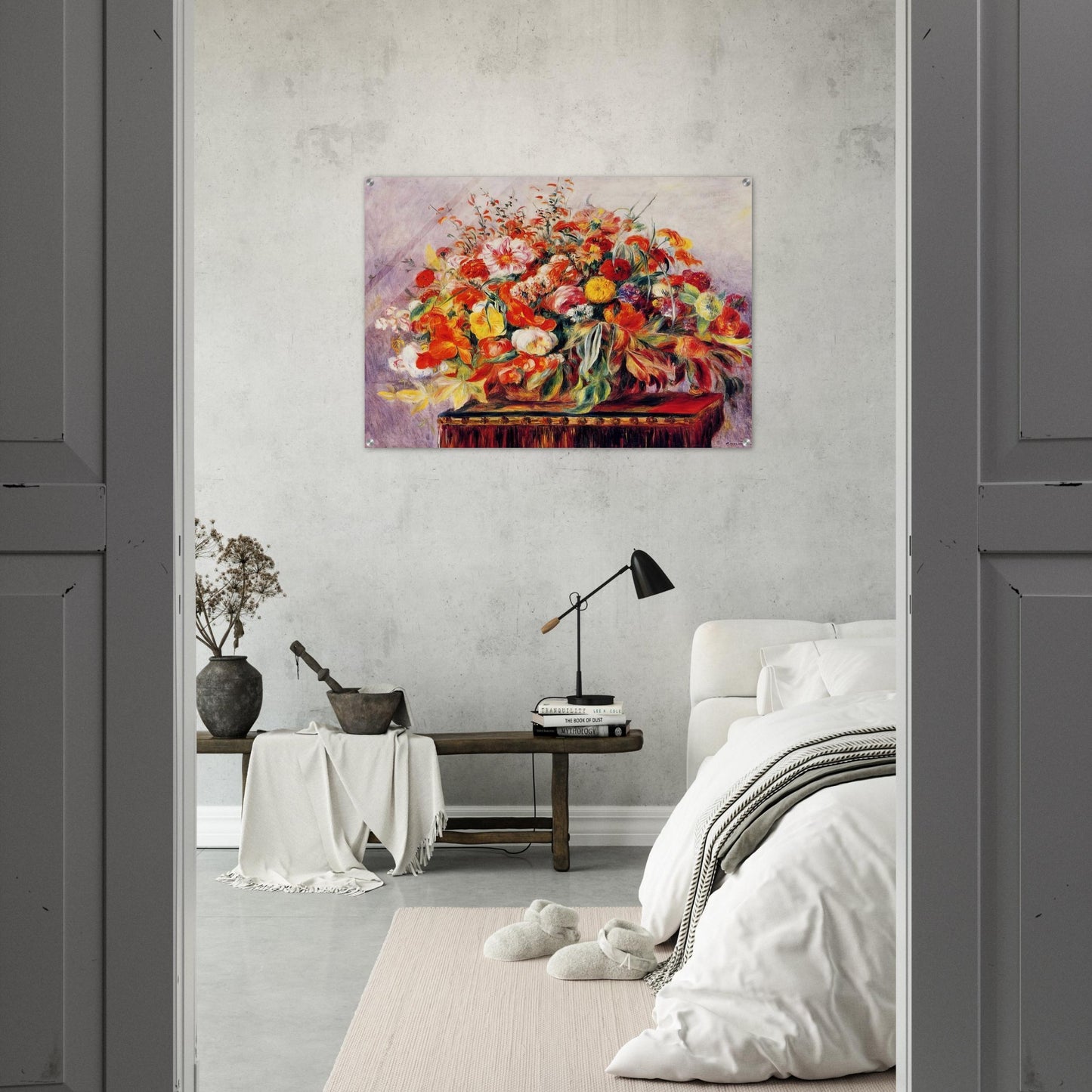 Basket of Flowers - Pierre-Auguste Renoir Acrylic Print - 70x100 cm / 28x40″ inches | Pierre-Auguste Renoir Wall Art | Pierre-Auguste Renoir Prints