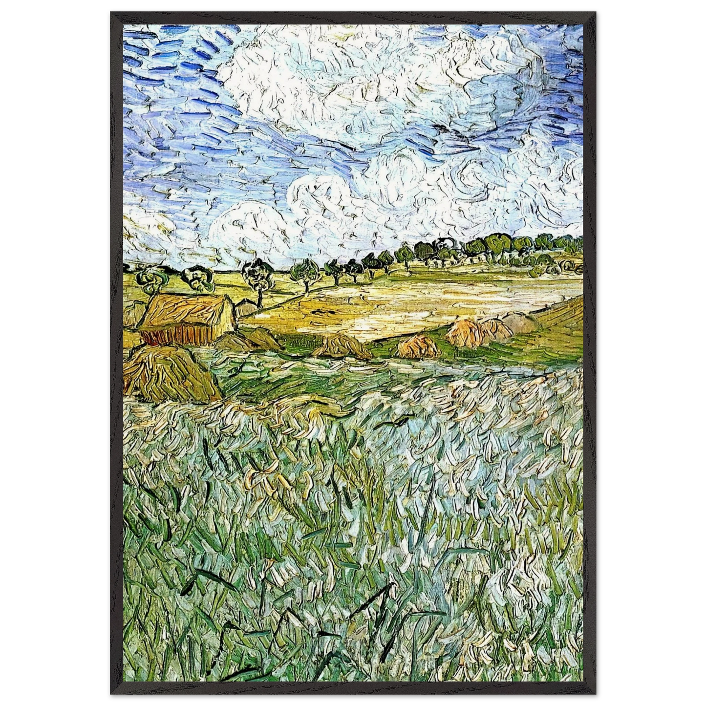 The Plain at Auvers - Vincent van Gogh Framed Art Print – Black Wooden Frame - Default Title - -Framed Art Print