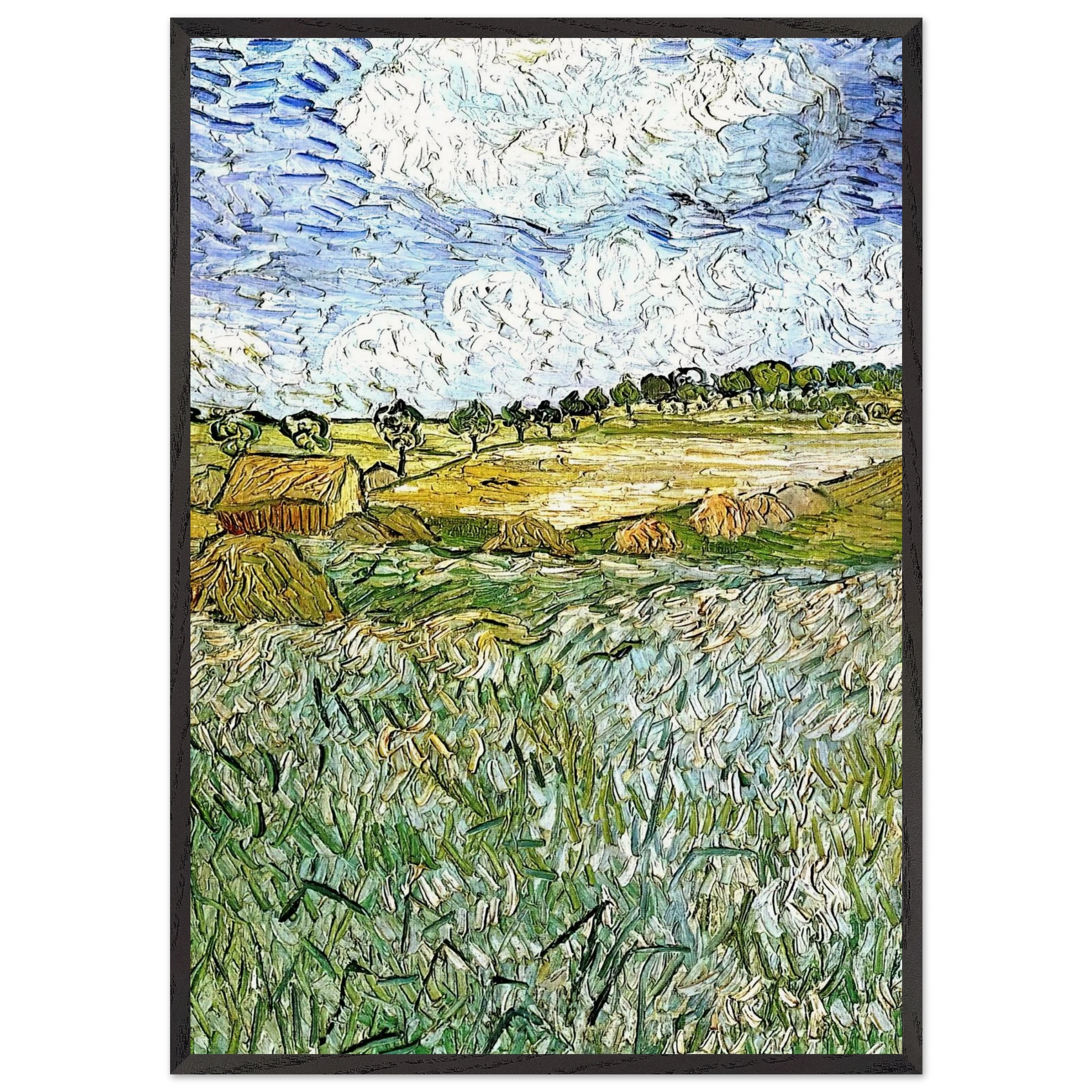 The Plain at Auvers - Vincent van Gogh Framed Art Print – Black Wooden Frame - Default Title - -Framed Art Print