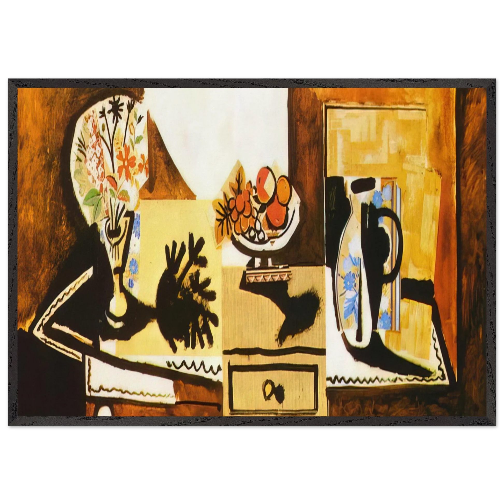 Still life on the dresser - Pablo Picasso Framed Art Print – Black Wooden Frame - Default Title - -Framed Art Print