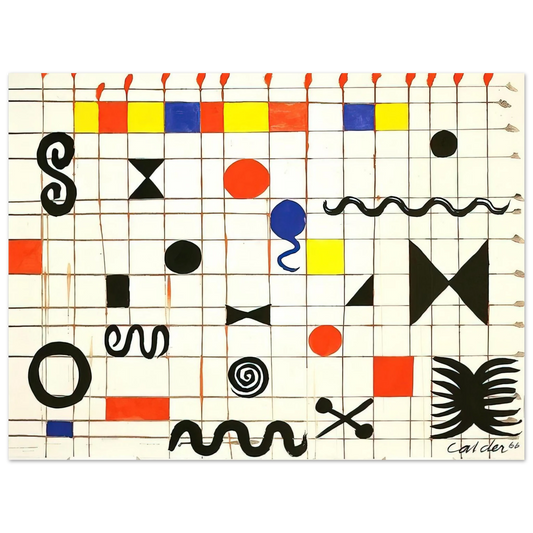 Alexander Calder - GRID WITH SYMBOLS 1966 Fine Art Poster - 13x18 cm / 5x7 inches