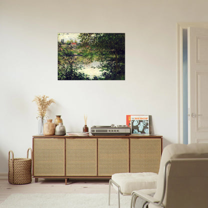 Ile de La Grande Jatte Through the Trees - claude monet Brushed Aluminum Print - 70x100 cm / 28x40 inches | claude monet Aluminum Print | claude monet Prints