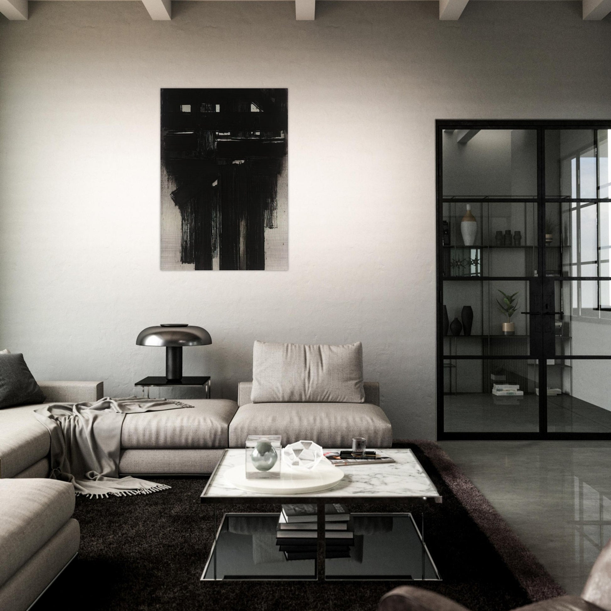 Untitled Intaglio - 1956 - Pierre Soulages Brushed Aluminum Print - 70x100 cm / 28x40 inches | Pierre Soulages Aluminum Print | Pierre Soulages Prints