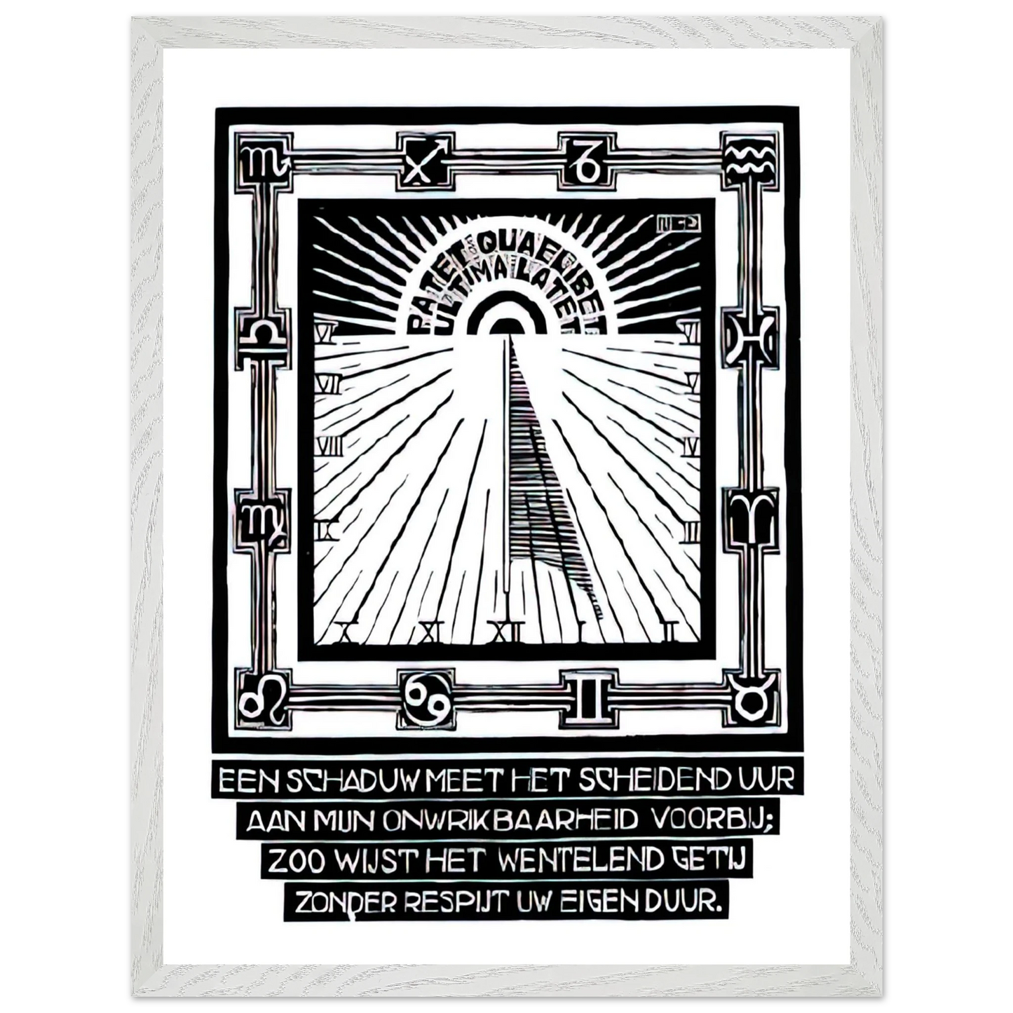 MC Escher - SUNDIAL XXIV EMBLEMATA REJECTED PLATE 1931 Wall Art - 60x80 cm / 24x32 inches - Premium Wooden Framed Poster With Fine Art Paper - White frame