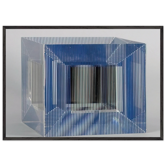 CUBE WITH AMBIGOUS SPACE 1981 - Jesus Rafael Soto Framed Art Print – Black Wooden Frame - Default Title - -Framed Art Print