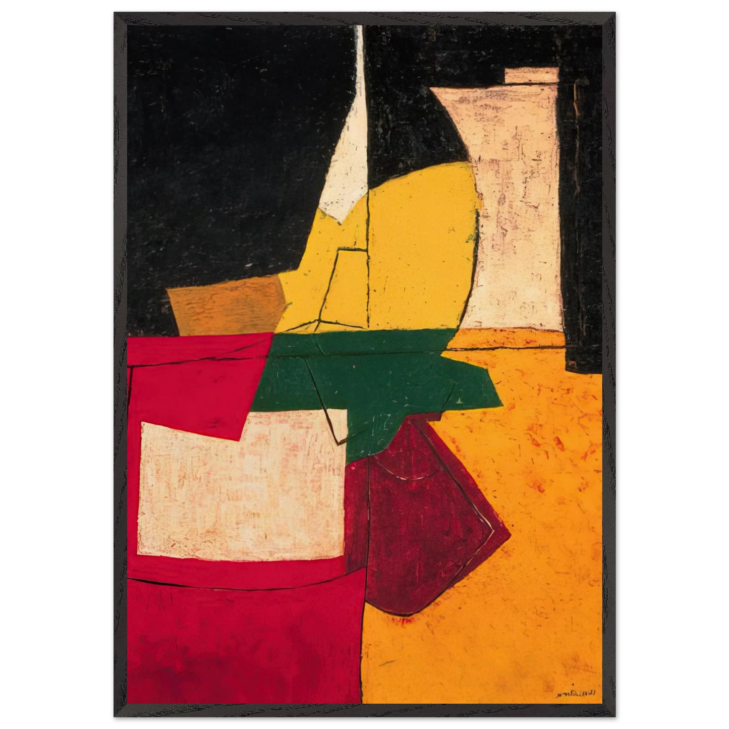 Composition abstraite aux traits - 1951 - Serge Poliakoff Framed Art Print – Black Wooden Frame - Default Title - -Framed Art Print