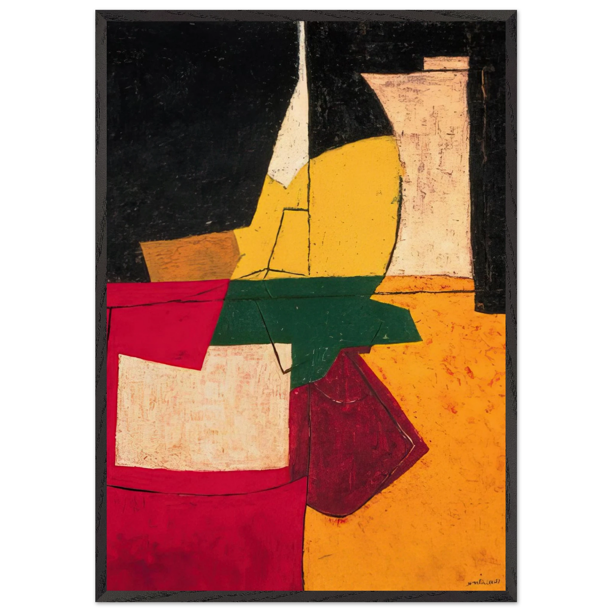 Composition abstraite aux traits - 1951 - Serge Poliakoff Framed Art Print – Black Wooden Frame - Default Title - -Framed Art Print