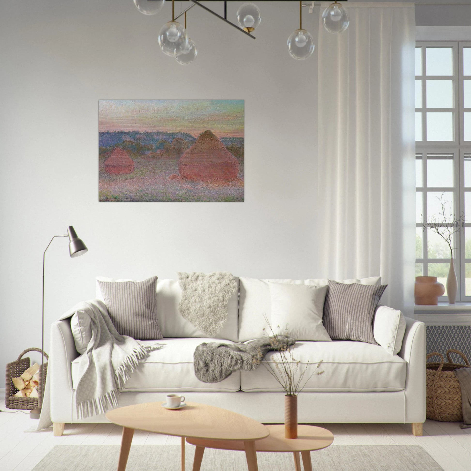 Stacks of Wheat End of Day, Autumn - claude monet Brushed Aluminum Print - 70x100 cm / 28x40 inches | claude monet Aluminum Print | claude monet Prints