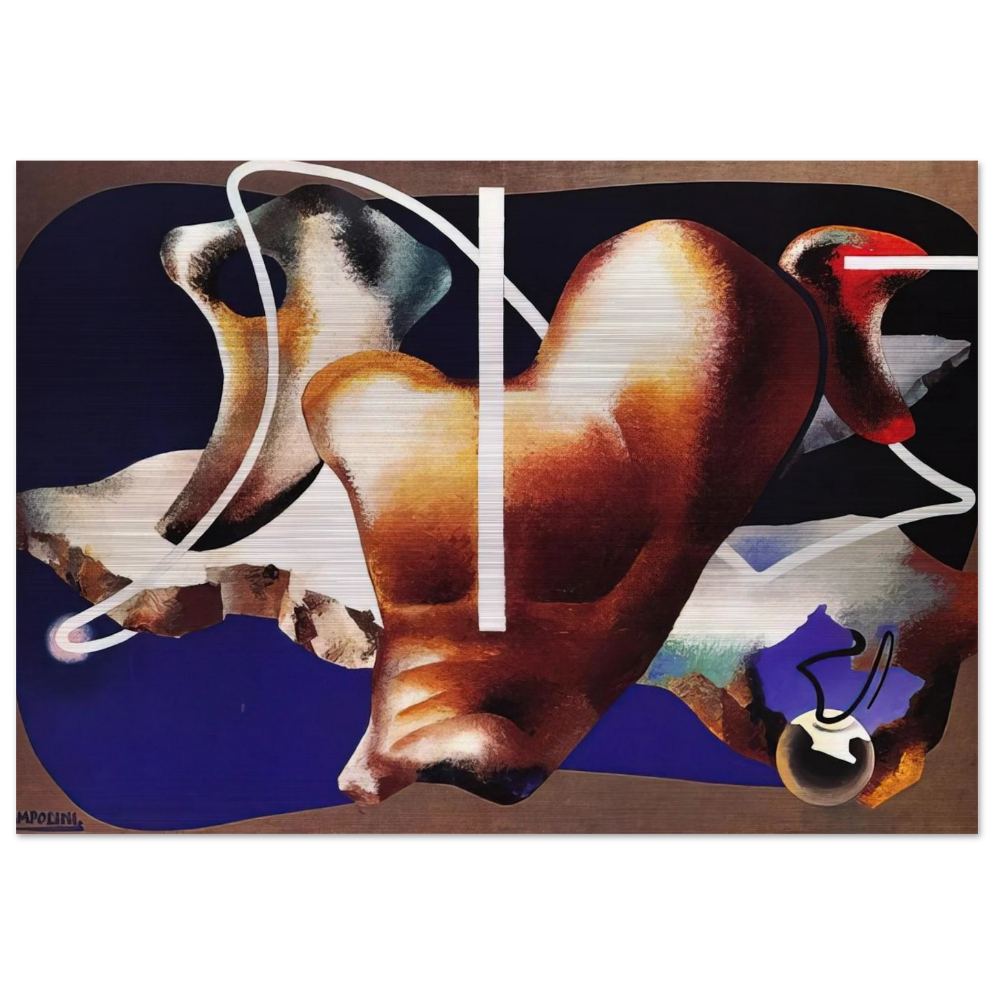 SUPERAMENTO TERRESTRE 1932 - Enrico Prampolini Brushed Aluminum Print - 70x100 cm / 28x40 inches | Enrico Prampolini Aluminum Print | Enrico Prampolini Prints
