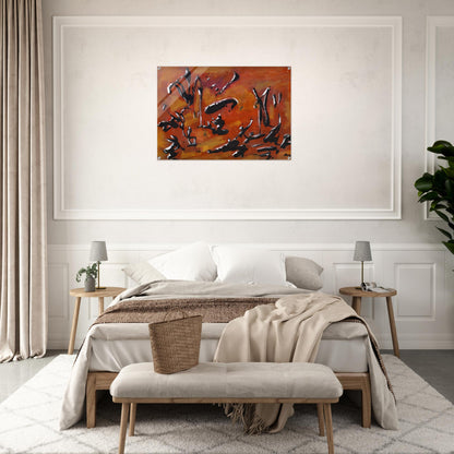 Red Abstract Composition - Art Informel, Surrealism - Henri Michaux Acrylic Print - 70x100 cm / 28x40″ inches | Henri Michaux Wall Art | Henri Michaux Prints