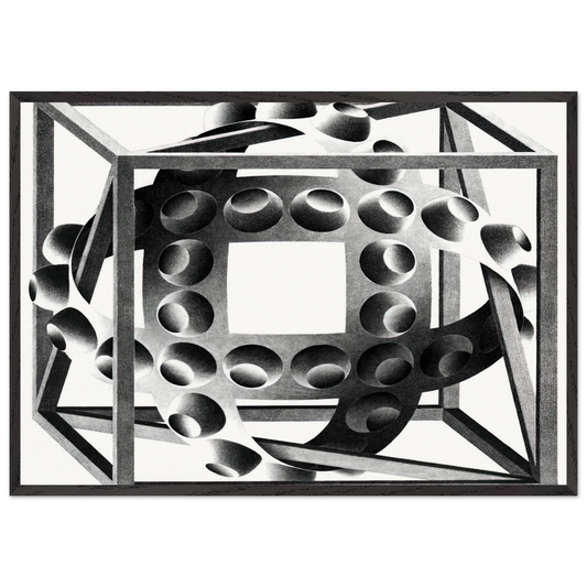 CUBE WITH MAGIC RIBBONS - MC Escher Framed Art Print – Black Wooden Frame - Default Title - -Framed Art Print
